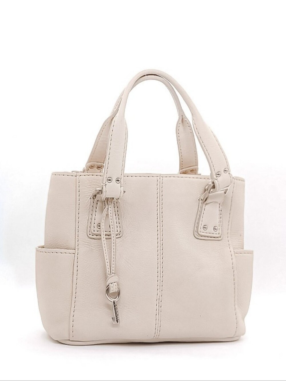 New Fossil Women's BlackBurn Leather Satchel Handbag & Crossbody - Vanilla Bean